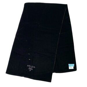 Prada 40003-187 Velour Stole Shawl Scarf Accessories Logo Brown Wool Viscose